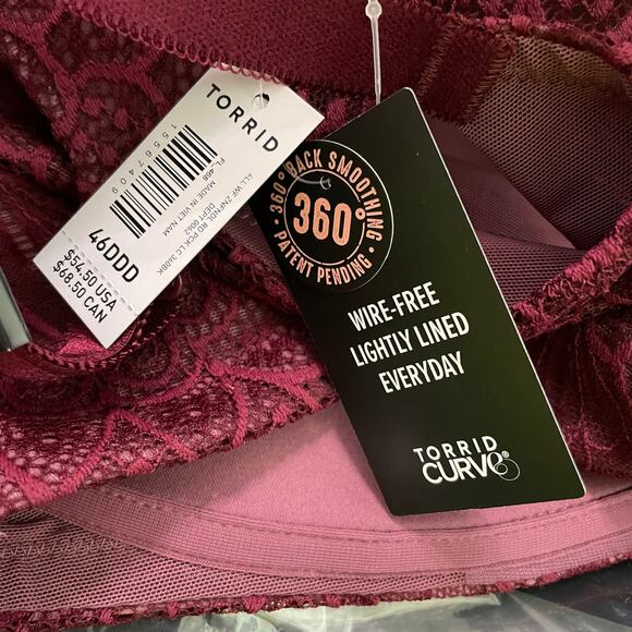 Torrid NWT Lightly Lined Everyday Wire-Free Bra Red 360° Back Smoothing 46DDD - Picture 8 of 11